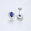 Water Drop Stud Earrings S925 Silver Micro Set Zircon Colored Gemstone Heart Earring Fashion Women Earring Wedding Party Jewelry Valentine's Day Mother's Day Gift SPC