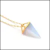 Pendant Necklaces Healing Crystal Opal Pyramid Amethyst Necklace Gold Plated Howlite Rose Quartz Amet Natural Stone Pendant Dhgarden Dhnan