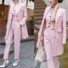 Pink Women Formal Suits 3 Pieces Bridal Slim Fit Prom Evening Office Wear Tuxedos Blazer For Wedding