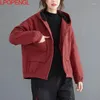 Casacos da trincheira feminina 2022 Jaqueta de cor com capuz de cor sólida inverno feminino de bolso retrô solto casual e veludo vintage grossa