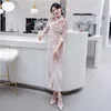 Ethnic Clothing Elegant Velour Slim Fork Ladies Qipao Dress Vintage Mandarin Collar Chinese Traditional Women Long Party Cheongsam 4XL