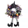 Decorative Flowers 35cm Halloween Hanging Ornaments Lightweight Witch Hat Wreath Creative Festive Atmosphere For Home Holiday Party Decor
