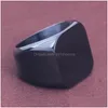 Band Rings fyrkantiga tomma rostfritt st￥l Motorcykelband Ring Finger Black Gold Championship Rings for Men Hip Hop Fashion Jewelry Dr Dhuwh