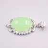 Pendant Necklaces 18K GP With Green Jade Jadeite Blessing Ellipse Zircon Figure 35 19mm Gift Women