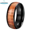 Trouwringen Zwart 6 mm 8 mm Tungsten Carbide Ring voor mannen vrouwen verloving koepelbanden hout inlay gepolijste afwerking hoge kwaliteit comfort fit