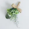 Decorative Flowers Artificial Green Succulent Plant Boutonniere Pins For Wedding Ceremony Formal Party Holiday