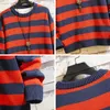 Men's Sweaters Contrast Stripe Knitted Autumn Winter 6 Color Men And Women's Pullover Black Red Striped Oversized 221125