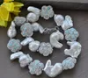 Choker Z12319 19 '' 26mm Blanc Baroque Keshi Perle Aigue-Marine Prune CZ Collier