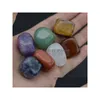 Arts And Crafts Tiger Eye Amethyst Agate Polished Energy 7 Chakra Arts Natural Stone Tumbled Quartz Yoga Bead For Healing Ornaments Dhz6C