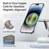 15W شاحن مغناطيسي لـ iPhone 14 13 Pro Max Apple Watch Airpods Desk Stand Wireless Charging Stand