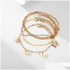 Ankjes vrouwen goud mti layer voet ketting vlinder anklet kettingen armband zomers strand mode sieraden cadeau drop levering dhe1r