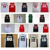 Баскетбол в колледже носит NCAA Derrick 1 Rose Jersey Hakeem 34 Olajuwon Clyde 22 Drexler Dennis 10 Rodman Tracy 1 McGrady Robinson 100% сшитый баскетбольный майка