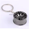 Nyckelringar Lanyards Wheel Hub Key Rings Metal Sports Car Keychain Holder Pendant Sier Gold Fashion Jewelry Bag Hangs Drop Delivery DHXXT
