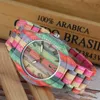 Men Women Fashion Colorful Wood Bamboo Watch Quartz Analog Handmade Full Wooden Bracelet Luxury Wristwatches Gifts for Lovers SH19313q