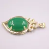 Pendant Necklaces 18K GP With Green Jade Jadeite Blessing Ellipse Zircon 35 17mm Gift