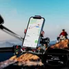 Car Aluminum Alloy Motorcycle Phone Mount with Qi 15W Wireless Charger Vibration Dampener One-Push Automatically Handlebar Holder