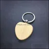 Party Favor Customized Blank Round Heart Square Shape Wood Keychains Creative Wooden Key Buckle Wedding Birthday Gift For Man And Wo Dhmp8