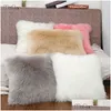 Cushion/Decorative Pillow Pillow Fluffy Long Plush Pillowcase Wool S Fur Er Ins Sofa Bed Pillows Christmas Decorations Room Throw Dr Dhywl