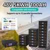 LIFEPO4 48V 100A Batería Pack 5KW Lithium Solar Battery 6000 Ciclos Control de PC RS485/Can Comunicación para almacenamiento de energía en el hogar