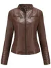 Femmes en cuir Faux femmes veste automne hiver à manches longues grande taille mode dames solide fermeture éclair Biker manteau femme veste décontractée 221125