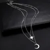 Pendant Necklaces Sipuris In Double Chain Star Moon Shape Stainless Steel Gold Color Necklace For Women Cute Vintage Pendants Jewelry Gifts