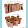 Presentförpackning Portable Candy Gifts Pouch Kraft Paper Snowflake Xmas Tree Geometric Prints Packaging Väskor Julpåse med festdekorati dhl0o