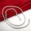 チェーンクラシック925スターリングジルベレンケッティンゲンシエラデン16-30インチPrachtige 3mm Touw Ketting Mode Mannen Kerstcadeaus