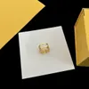 Luxurious Enamel Bracelet Earrings Rings Sets Engraved F Initials Letter Settings Women 18K Gold-Plated Bangle Ear Studs Jewelry Birthday Gifts HFS12 --016