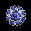 Pins Brooches Women Crystal Love Flower Brooches Pins Diamond Boutonniere Stick Cor Wedding Brooch Fashion Jewelry Drop Delivery Dhd3F