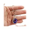 Sleutelringen 12 Zodiac Sign Glass Cabochon Ball Keychain Animal Ram Gemini Star Horoscoop Hanger Dubbleed Key Ring Tas Hangt Fash Dhose