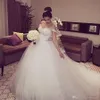 Lindo vestidos de casamento vestido de noiva bola renda apliques fora das alças frisadas tule cetim feito sob encomenda plus size vestido de novia