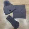 Three piece women's embroidery silk winter printed rough satin square head scarf luxury designer shawl scarf set monclair hat250G