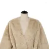 فرو للنساء HSTAR FAUX Coat Long Teddy Coats Jacket Womens Warm Plush Mobicets Overcoat Coat Winter Clothes بالإضافة إلى حجم غير رسمي للأزياء