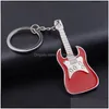 Keychains Lanyards Guitar Keychain Musical Instrument Enamel Key Chains Ring Bag Hangs Fashion Jewelry Black Red Blue Drop Deliver Dhdnm