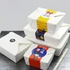 Flatvaruuppsättningar 10st White Kraft Paper Lunch Box Fast Takeaway Packaging Boxs Sushi Sallad Fruit Cake Sandwich Boxes