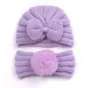 2 pièces hiver bébé chapeau bandeau ensemble pompon infantile bandeau arc bébé Turban chapeaux enfants bonnet enfant en bas âge casquette pour filles garçon accessoires