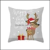 Travesseiro de travesseiro Pillow Pillow Er Square Skin Skin Christmas Series Impresso Prophase Cushion Ers para Decoração de Casa de Natal Dhiqi
