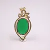 Pendant Necklaces 18K GP With Green Jade Jadeite Blessing Ellipse Zircon 35 17mm Gift