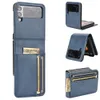 Card Pocket Business Leather Wallet Slots Cases Slim PC Folding Shockproof Anti-Scratch Full Body For Samsung Galaxy Z Flip 3 4 5G Flip3 Flip4