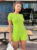 Kvinnors T -skjortor Holiday Beach Bodycon Romper for Women Crew Neck Kort ärm Open Back Package Hip Playisuit Soft Workout Sport Kvinna