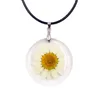 Fleurs décoratives 30pcs époxy cristal chrysanthème collier résine fleur séchée marguerite boule transparente chaîne blanche ronde 45cm de long