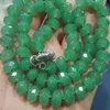 Fashion green 5x8mm jades faceted beads strand necklace women 18inch