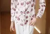 Women's Blouses High-end Especially Beautiful All Season White Mulberry Silk Flower Buds Print Lapel Women Slim OL Workwear Top Shirt Blouse