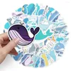 Papier cadeau 50pcs dessin animé baleine bleue autocollants pour Scrapbook guitare cahiers papeterie ordinateur portable Kscraft mignon autocollant Scrapbooking fournitures