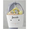 Storage Baskets Easter Rabbit Basket Bunny Gift Bags Rabbits Handbag Printed Canvas Tote Bag Bowknot Candies Baskets 50Pcs 18 O2 Dro Dhvm1