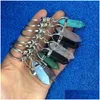 Keychains Lanyards Fashion Chakra Hexagon Prism Natural Stone Keychain Key Ring Handväska hänger smycken Present Drop Delivery Accessorie Dhiji