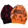 Hommes chandails 2022 hiver Orange couleur déchiré trou Pull hommes Harajuku Hip Hop Punk tricoté femmes Graffiti Vintage Pull Homme