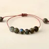 Strand Simple Beads Macrame Bracciale 8MM Labradorite Friendship Bracciali Boho Hippie regolabili per donna