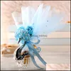 Gift Wrap Novely Candy Box Romantic Wedding Favor Plastic Present Påsar PRAKTISK SILK SIMATION Blomma Decor Organza Clear Sugar Boxes DH6FK