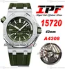 IPF 1572 Дайвер A4308 Автоматические мужские часы 42 -мм стальной корпус зеленый текстурированный набор маркеры резиновые ремешки Super Edition Watches Curetime C3